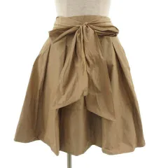 ユニバーバル ミューズ UNIVERVAL MUSE スカート フレア タック ひざ丈 リボンベルト ベージュ系 ベージュブラウン 2