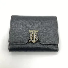 バーバリー BURBERRY TB コンパクトウォレット 三つ折り財布 レザー 8049217 ブラック【中古】