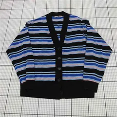 ◇ Θ ユニクロ × MARNI 251-457957 メリノブレンド ボーダー 長袖 カーディガン サイズS ライトブルー系 レディース E  【1509180012159】