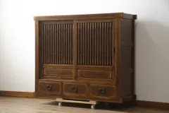 「sasasa」昭和初期 店舗什器 木製キャビネット ガラス戸棚 水屋箪笥 sasasa」昭和初期 店舗什器 木製キャビネット ガラス戸棚 水屋箪笥