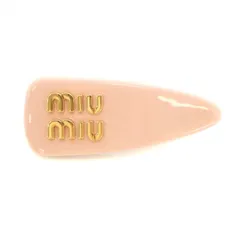 ミュウミュウ miumiu ヘアアクセサリー バレッタ ヘアクリップ ロゴ パテントレザー GP 保存箱付き ピンク ゴールドカラー /YT ■OHのサムネイル
