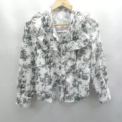 ◇ ⊂ tocco closet　トッコクローゼット 総柄　装飾 長袖 スタンドカラーシャツ サイズM ホワイト系 レディース E  【1505290015462】