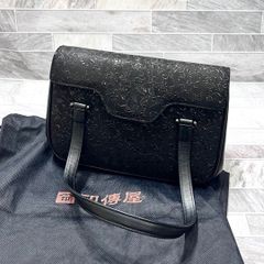 美品★ 印傳屋 ハンドバッグ フォーマルバッグ ブラック ハンドバッグ トートバッグ 手提げ 和装 着物 洋装 フラワー レース 冠婚葬祭