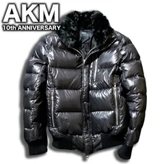 AKM 10th Anniversary LIMONTA NYLON FLIGHT DOWN JACKET Sサイズ リモンタナイロン フライトジャケット ダウンジャケット ライダース 襟ボア 短丈のサムネイル