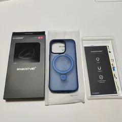 【4in1多機能満載】CASEKOO iPhone14Pro 用 ケース 隠しスタンド 横縦両立  耐衝撃 MagSafe対応 スマホケース 薄形半透明 マット仕上げ 指紋防止 ストラップホール付き ワイヤレス充電対応 6.1インチ カバー（ブルー）