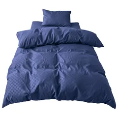 メリーナイト 掛け布団カバー 市松柄 ネイビー シングルロング 約150×210cm 光沢感 和モダン 洗える シワになりにくい 速乾 PE12101-72