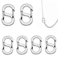 接続バ クル フックネックレス 留め具 ネックレス 金具 ステンレス製S字フック装飾アクセサリー 【6個入り】のサイズがあります ネックレスの装飾や取り付け、キーホルダーのアクセサリーとして使用できる シルバー (19mm+22mm)