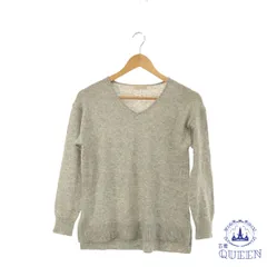 ☆美品☆ I.T.S international イッツインターナショナル トップス ニット リブ Vネック バルーン袖 長袖 レディース グレー F アンゴラ 901-4419 送料無料 古着