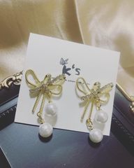 【K‘s store 2021】ピアス　925  パール　リポン　No.004