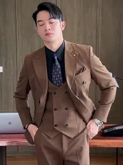 ベスト ビジネス 無地 セットアップ スタイリッシュ 花婿 タキシード メンズ スリム 二点セット FS6351