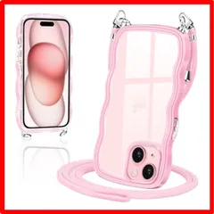 【匿名配送】 iPhone 15_ピンク iPhone15 ケース クリア ショルダー カバー iPhone 15 スマホケース 創意 個性 肩掛け 首掛け 斜