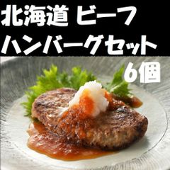 北海道 牛肉 ビーフハンバーグセット 6個1000051