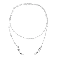 uxcell 女性用眼鏡チェーン プラスチックパール眼鏡ホルダーチェーン 調節可能なサングラスストラップホルダーチェーン ビーズストリングホルダー メガネサングラス用アン チロストストラップ シルバー