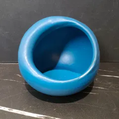 【美品】花器 花瓶  水色  丸型 ブルー フラワーベース フラワーアレンジメント インテリア デザイナー 置物 家具 小さめ 玄関