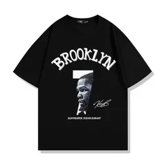 バスケットボール ブルックリン・ネッツ ケビン・デュラント プリントTシャツメンズ 夏用 ゆったり半袖トップス ブラック