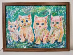 チョビベリー作 「０次会の猫たち」水彩色鉛筆画  原画 一点物 A4サイズ