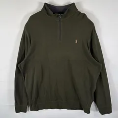 古着 ポロ・ラルフローレン POLO RALPH LAUREN スウェット ハーフジップトレーナー ワンポイントロゴ ストレッチ XXL  カーキ系 メンズ