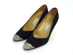 GIANNI VERSACE ジャンニ ヴェルサーチ キャンバス ラインストーン ヒール  パンプス サイズ34 (約21cm) 靴 シューズ ブラック系 DK5315のサムネイル