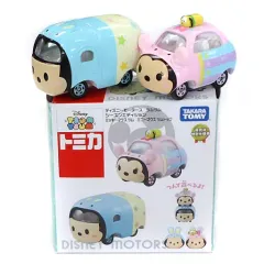 【中古】トミカ TSUM TSUM -ツムツム- ミッキーマウス ツム(スカイブルー×ライトグリーン) ＆ ミニーマウス ツムトップ(ピンク) シーズンエディション 「トミカ ディズニーモータース」