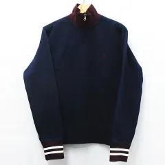 POLO RALPH LAUREN ポロ ラルフローレン ハーフジップ スウェット トレーナー 90’s ハイネック 裏起毛 ネイビー メンズ M KK-RL-LW-0503 M000-0401⑤