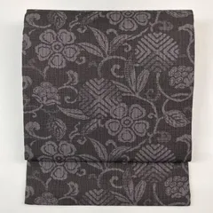 美品] 名古屋帯正絹名物裂文様黒洒落帯カジュアルお茶更紗正倉院