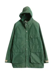 【お得なクーポン配布中!】 70s 筆記体タグ ★ エルエルビーン ナイロン マウンテンパーカー ジャケット メンズ L / 古着 ヴィンテージ マンパ ウール ライナー付き 緑