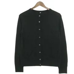 22SS★ UNIQLO ユニクロ 通年 UVカット クルーネック ニット カーディガン 羽織り Sz.L レディース 黒