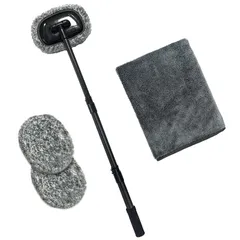 新品 洗車モップ 15°曲げ 洗車ブラシ 伸縮柄付き 60~112ｃｍ伸縮可能 柔らかい 超極細繊維 180度回転 と マイクロファイバー 洗車タオル 大判 60cm × 90cm 洗車セット ルーフモップ 長さ調節可能 3段階調整 傷防止 乾湿両用 吸水 速