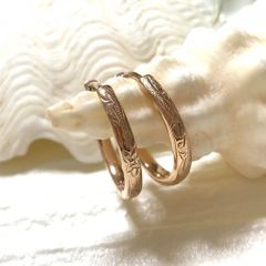 【 両耳 】【 ハワイアンジュエリー 】 ワンタッチ フープ ピアス ( ピンクゴールド ) 20mm / サージカルステンレス SUS 316L / ニッケルフリー 金属アレルギー対応 / つけっぱなし 錆びない / 送料無料 / ギフト ラッピング