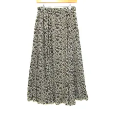 レプシィム ロングスカート ボトムス フレア 花柄 レディース Fサイズ ベージュ×黒 LEPSIM 【中古】