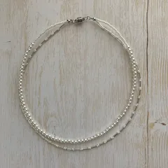 パールビーズとビーズの二連ネックレス／チョーカー