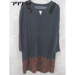 ◇ Adam et Rope' アダムエロペ 刺繍 長袖 膝丈 ワンピース サイズ38 ブラック マルチ レディース 【中古】 【1002801835774】