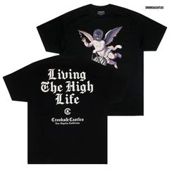 CROOKS & CASTLES LIVING THE HIGH LIFE Tシャツ【BLACK】 (L・XL・2XL)(クルックスアンドキャッスルズ 通販 大きいサイズ T-SHIRTS TEE 半袖 ショートスリーブ ロゴ プリント)