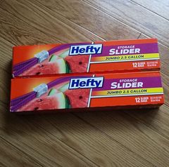 Hefty One Zip Jumbo Multi Purpose Bags ジッパー付きストレージバッグ 12枚入り 2個セット 密封収納袋 ジップロック 箱なし
