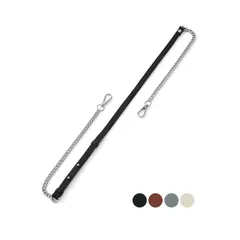 masamilk チェーンストラップ 牛革 ショルダーベルト チェーンバッグ用 ショルダーストラップ 細め 交換 単品 (ブラック×シルバー) [ブラック×シルバー]