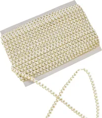 PH PandaHall 手芸ブレード 幅6mm 服の飾り 手芸用 ポリエステル コスチューム レースリボン DIY工芸品縫製 トリムカーテン アクセサリーおしゃれ 華麗 ホーム DIY縫製 6mm幅 長さ20m( ゴールドとホワイト)