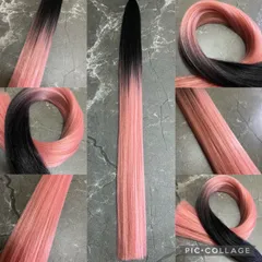 黒ダスティピンク グラデーション エクステ ポニーテールリング 成人式