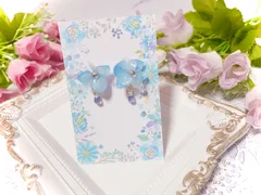 紫陽花と雨粒 ブルー ピアス イヤリング