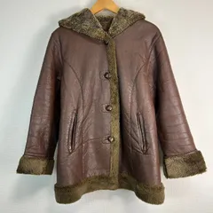 90s レザージャケット ムートンジャケット フード付き フーディー ブラウン レディース XXLサイズ オーバーサイズ 古着　アメカジ