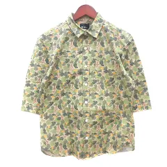 ティーケーミクスパイス タケオキクチ THE SHOP TK MIXPICE シャツ 総柄 半袖 M ベージュ 緑 グリーン /MN