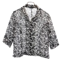 アクアスキュータム オープンカラー 総柄 半袖 シャツ ブラック系 Aquascutum ブラウス レディース 【中古】  【230706】 メール便可