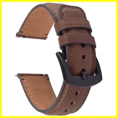 【新着商品】ベルト 18mm 時計バンド 20mm 22mm 腕時計バンド 本革時計ベルトオイルワックスレザーストラップバンド 替えバンド Fullmosa レザー腕時計ストラップ ビジネスベルト 男女通用交換 ダークブラウン/ガンメタルバックル
