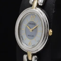 稼働 セイコー V110-5A20 オーバル ソーラー シェル文字盤 レディース腕時計 TKD 2000000 NSK