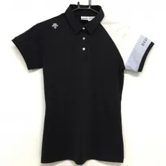 ★値下げ★【超美品】デサントゴルフ 半袖ポロシャツ ダークネイビー×白 スナップボタン 袖切替 レディース M ゴルフウェア 2023年モデル DESCENTE