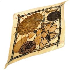 【HERMES エルメス】プリーツスカーフ Jardin Creole クレオルの楽園 シルク ベージュ