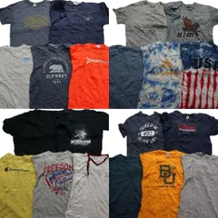 古着卸 まとめ売り カラーmix プリント 半袖Tシャツ 20枚セット (メンズ L ) ナイキ チャンピオン オールドネイビー 中古 古着 MY9550