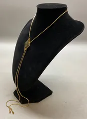 SN463 新品 菱形 ペンダント ロングネックレス ループタイ ゴールド ひし型 重さ 13g