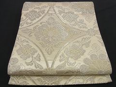 平和屋野田店■六通柄袋帯　草花文　銀糸　逸品　n-yc1764