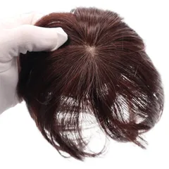 [トカリリ]ヘアピース 部分ウィッグ 人毛 100% かつら 女性 ポイントピース トップピース ウイッグ つむじ 頭頂部 薄毛 脱毛 ショート 自然 (ナチュラル ブラウン, 20㎝) [ナチュラル　ブラウン] [20㎝]