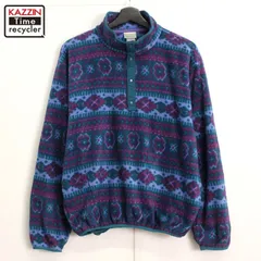 80s vintage L.L.Bean 総柄 プルオーバー フリースジャケット メンズ XLサイズ相当 ビッグサイズ オーバーサイズ